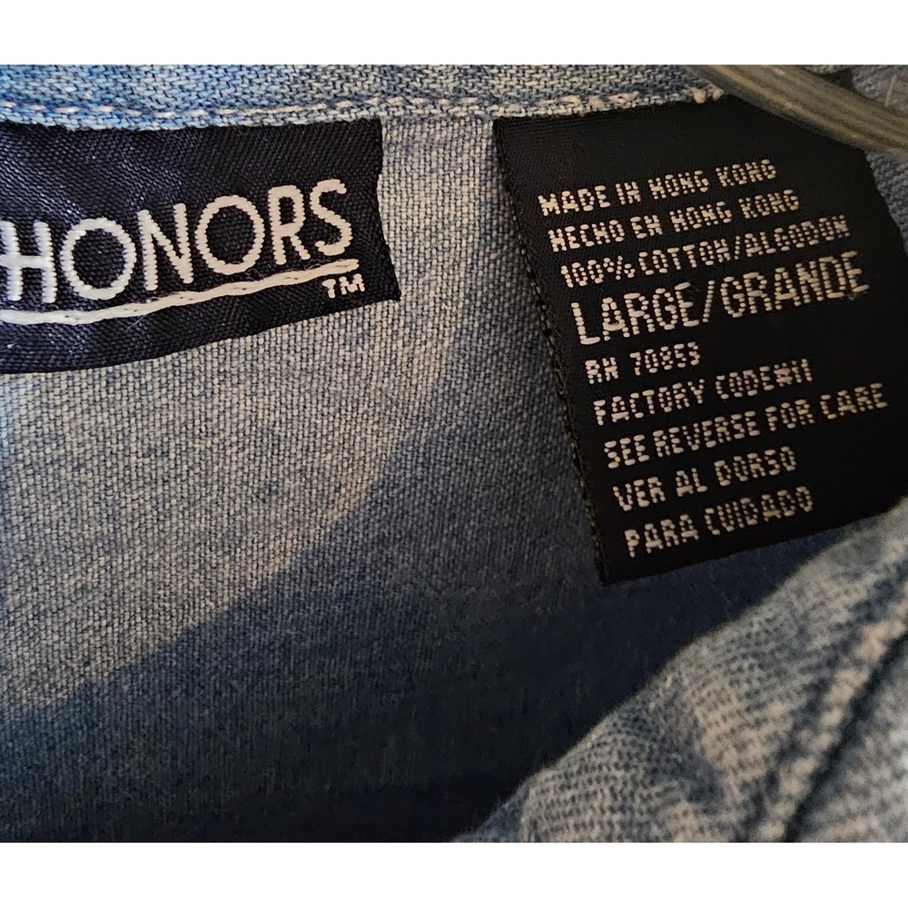 Honors Vintage Women's Large Denim Christmas Ornament Embroidered Button Shirt - Picture 6 of 7